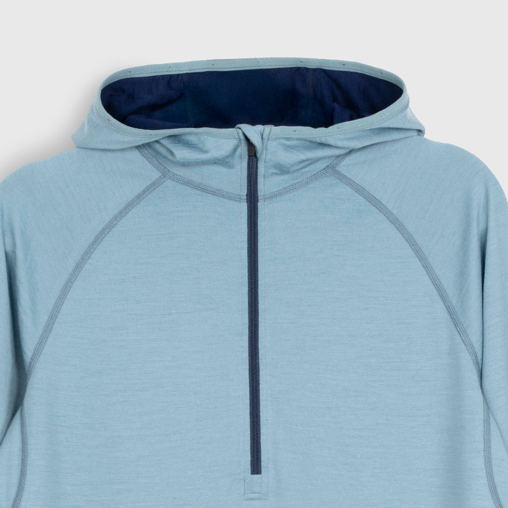 Mens Merino 200 Zip Neck Hoodie (Lagoon/Navy)