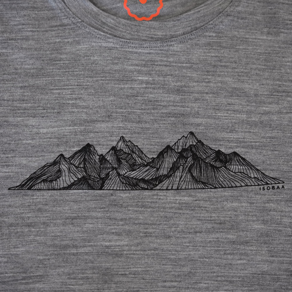 Isobaa Womens Merino 150 Peaks T-Shirt (Charcoal Melange/Black)