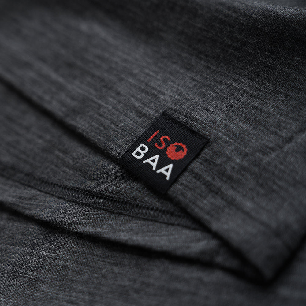 Isobaa | Mens Merino 200 Zip Neck Hoodie (Stripe Smoke/Charcoal) | The ultimate 200gm Merino wool hoodie.