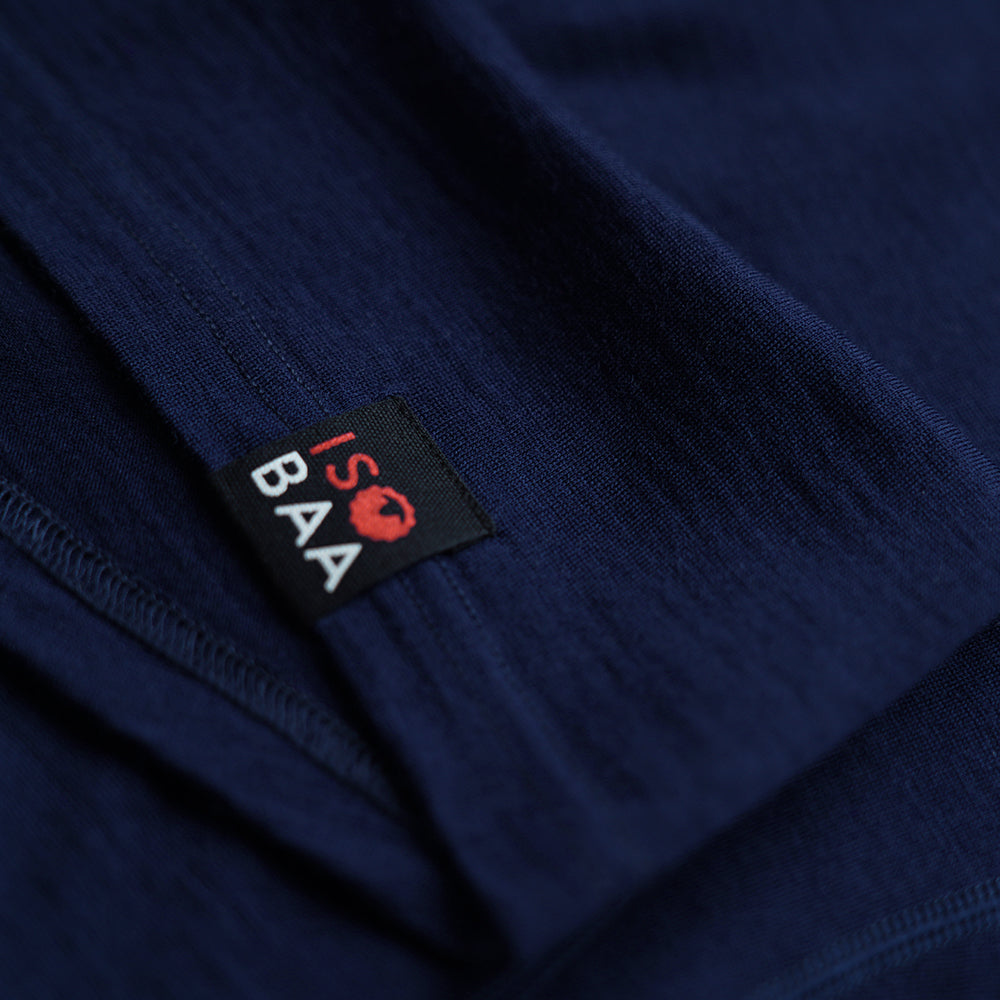 Isobaa | Mens Merino 200 Zip Neck Hoodie (Stripe Navy/Denim) | The ultimate 200gm Merino wool hoodie.