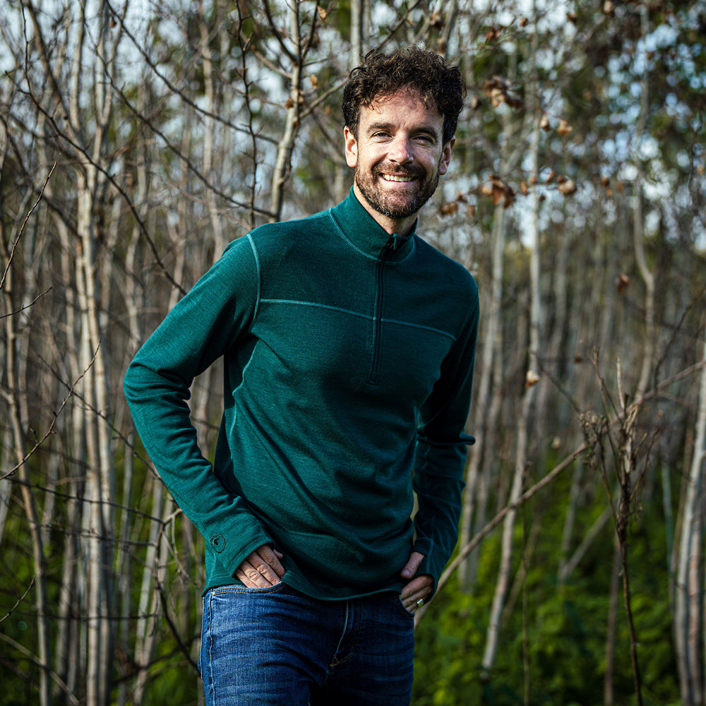 Isobaa | Mens IsoSoft 240 Zip Neck (Emerald) | Gear up for the outdoors with Isobaa's ultimate Merino zip top. | Model: Leighton