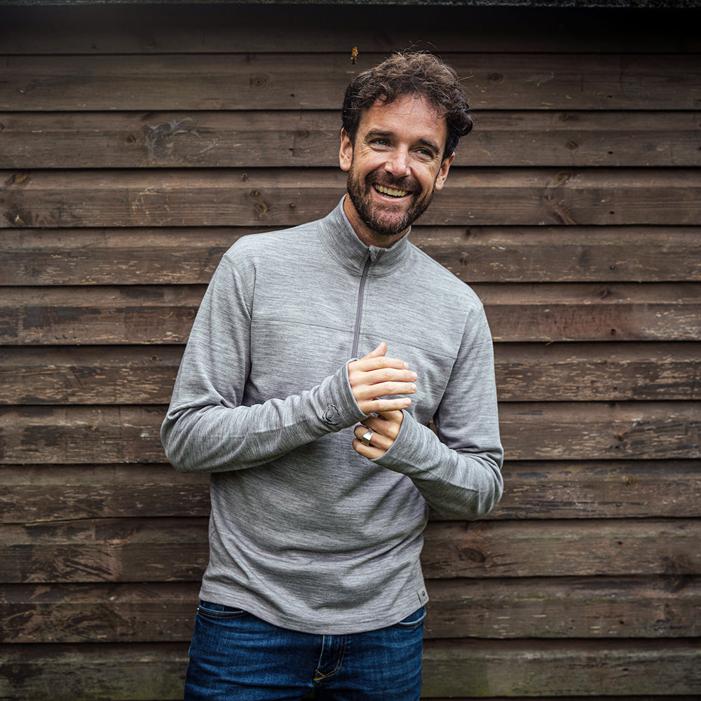 Isobaa | Mens IsoSoft 240 Zip Neck (Grey) | Gear up for the outdoors with Isobaa's ultimate Merino zip top. | Model: Leighton