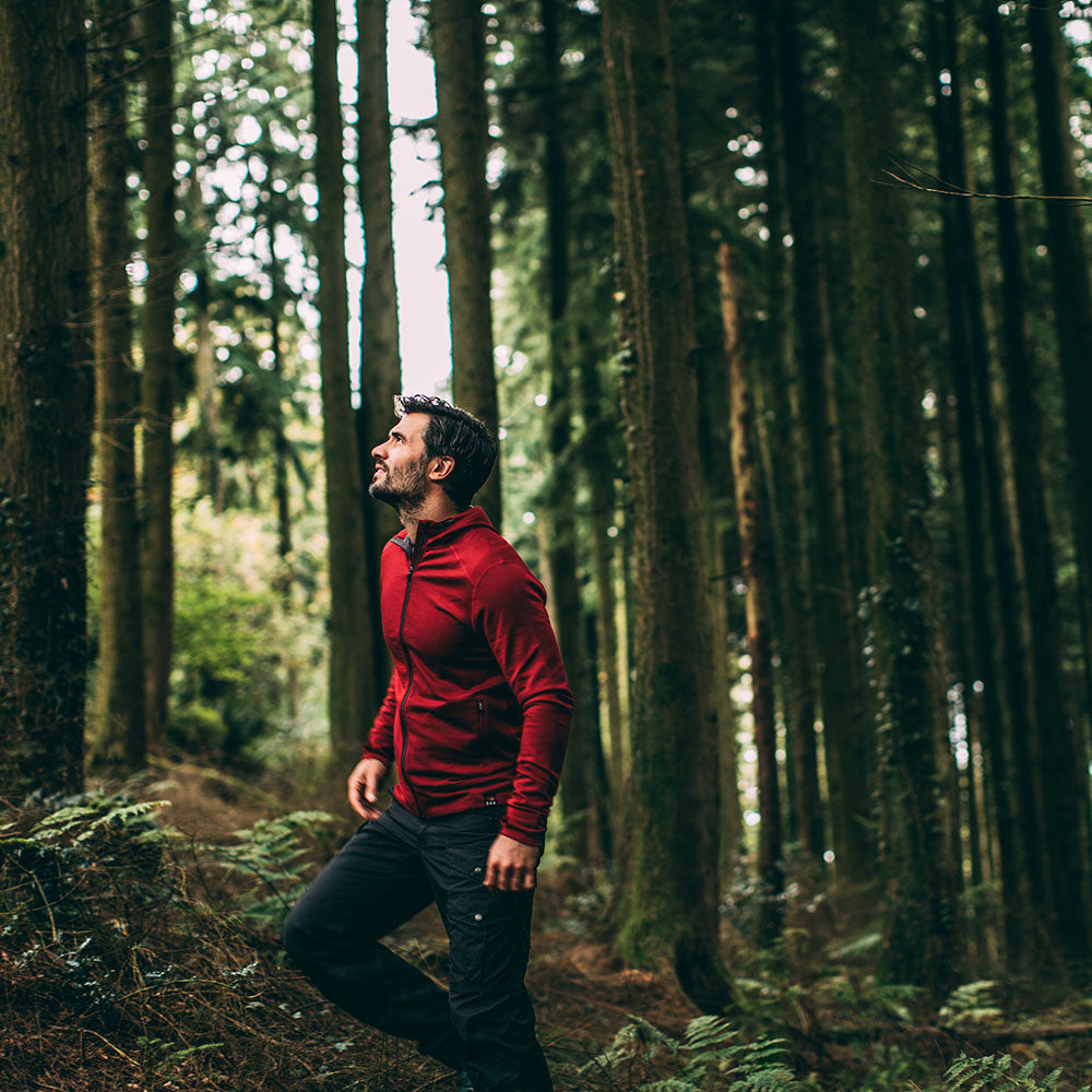Isobaa | Mens Merino 260 Casual Hoodie (Red) | The best in warmth and versatility: Isobaa 260gm midweight Merino wool hoodie. | Model: Duncan