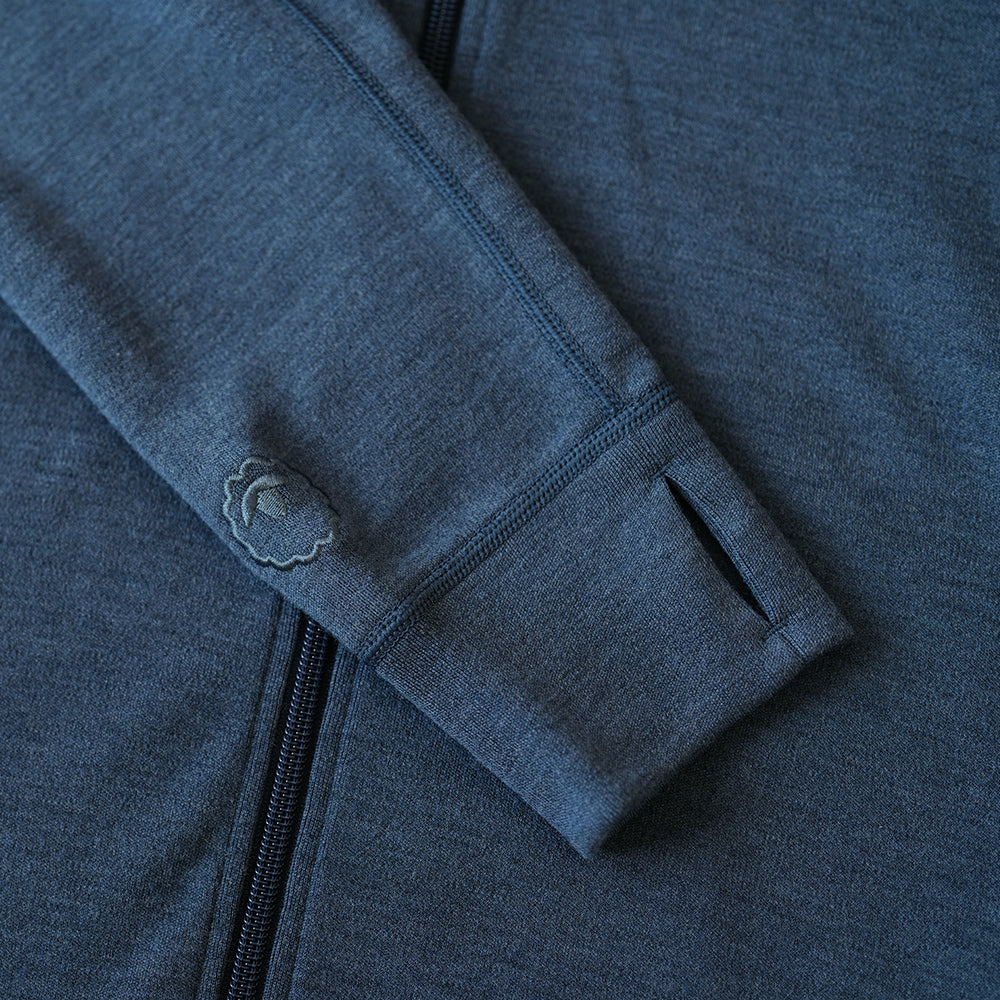 Isobaa | Womens 320 Merino Full Zip (Denim/Navy) | Step into a new level of comfort and versatility with our 320 Merino Full Zip Jacket
