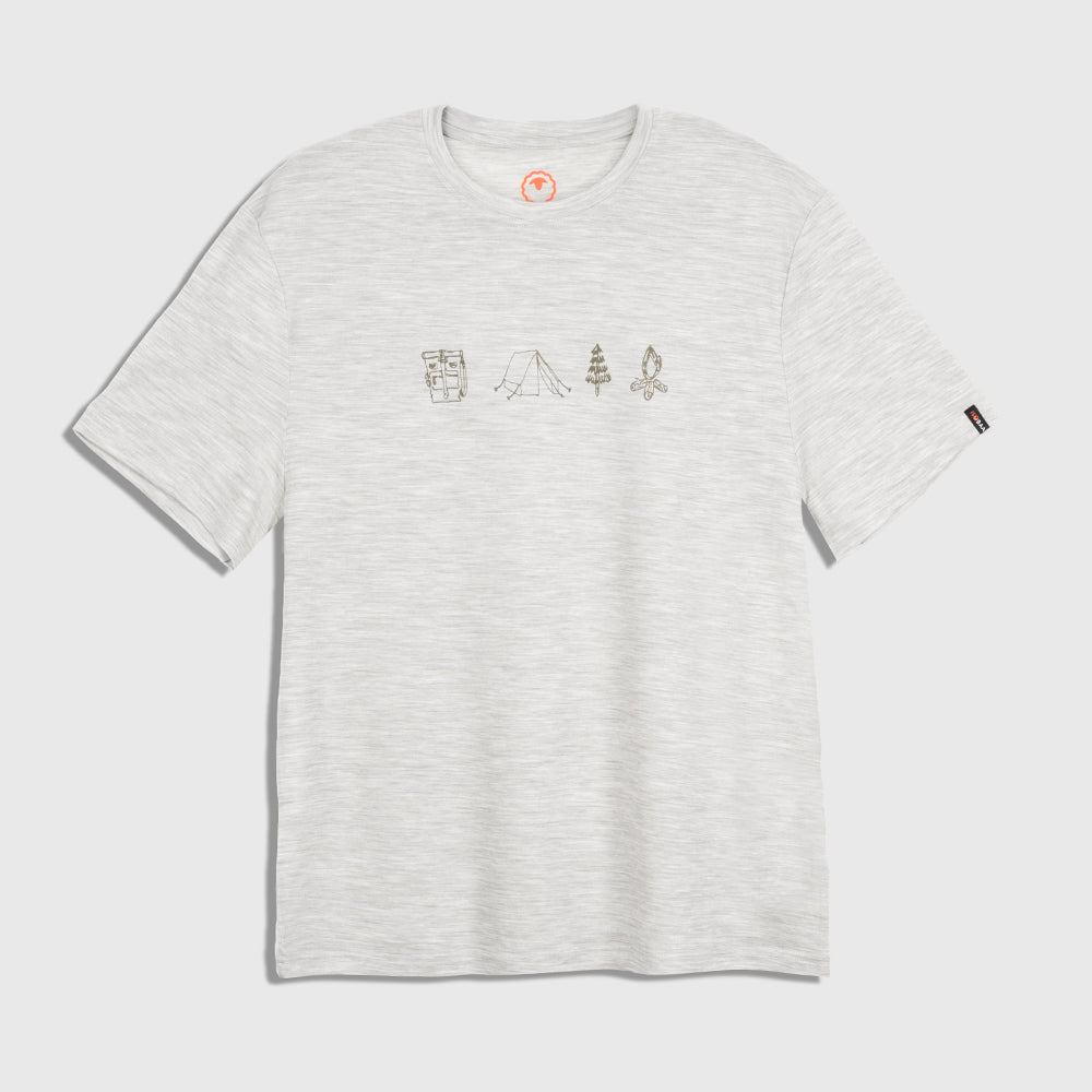 Mens Merino 150 Camping Relaxed Tee (Jute/Olive)