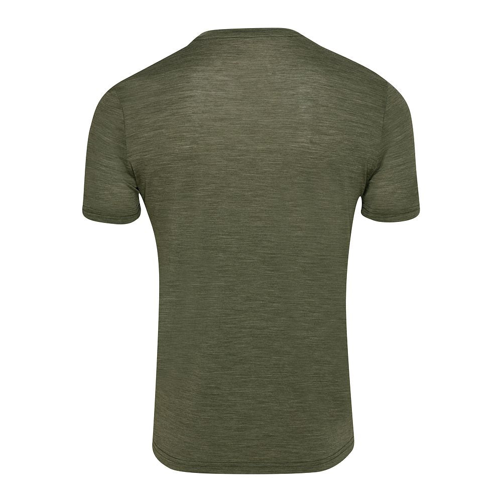 Isobaa Mens Merino 150 Sunset T-Shirt (Olive Melange/Black)