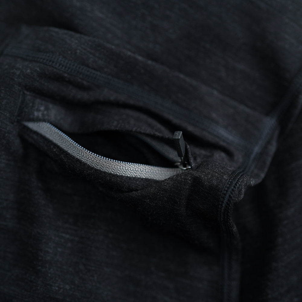 Mens 160 SS Cycle Zip Top (Black Melange)