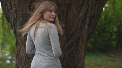 Isobaa | Womens IsoSoft 180 Long Sleeve Crew (Cloud) | The ultimate adventure top. | align: 50% 45% | Model: Natasha