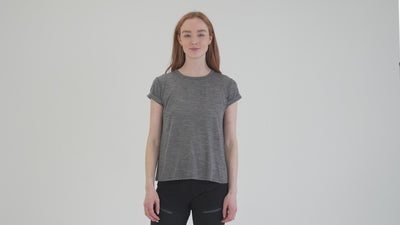Womens Merino 150 Roll Sleeve Tee (Charcoal) | align: 45% 50% | Model: Sophie