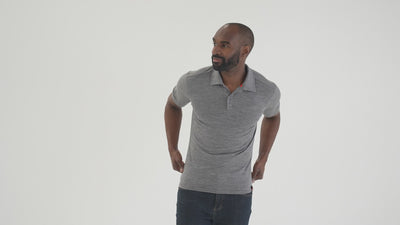 Mens Merino 180 Short Sleeve Polo Shirt (Charcoal) | Model: Michael