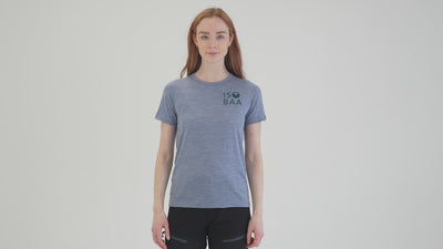 Womens Merino 150 Logo Tee (Sky) | align: 45% 50% | Model: Sophie