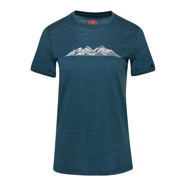 Isobaa Womens Merino 150 Peaks T-Shirt (Petrol/White)