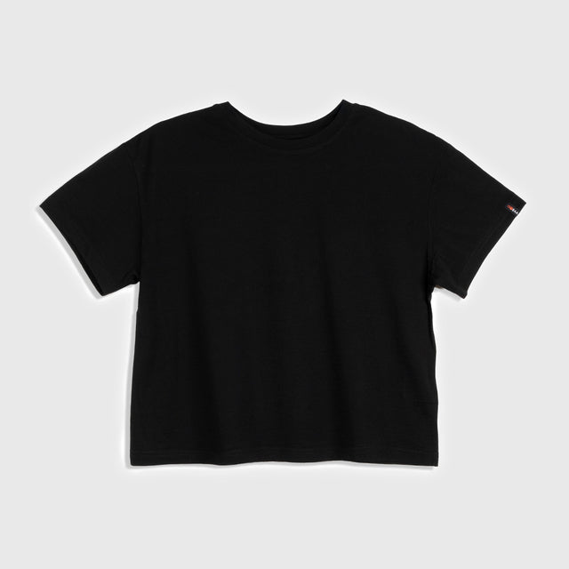 Womens Merino 150 Short Sleeve Relaxed Crew (Black)
