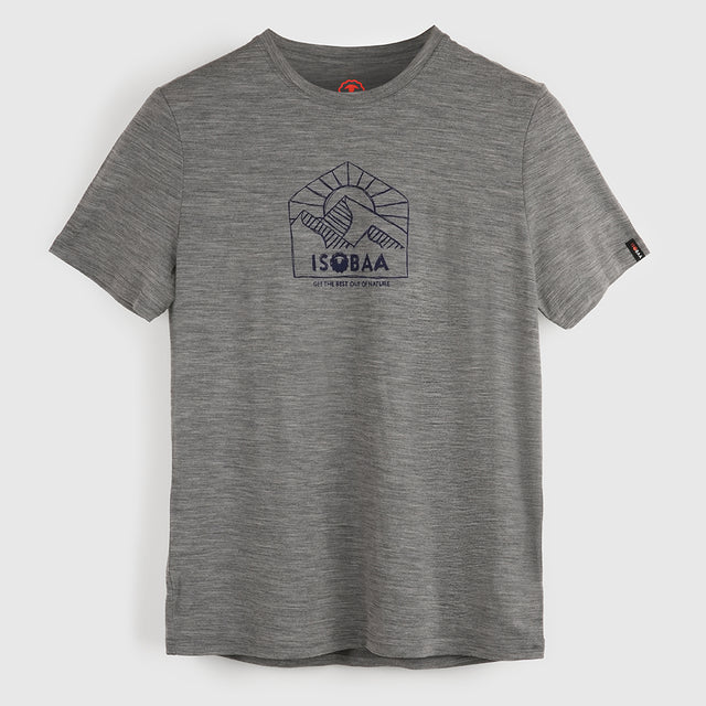 Womens Merino 150 Sketched Sunset Tee (Charcoal/Navy)
