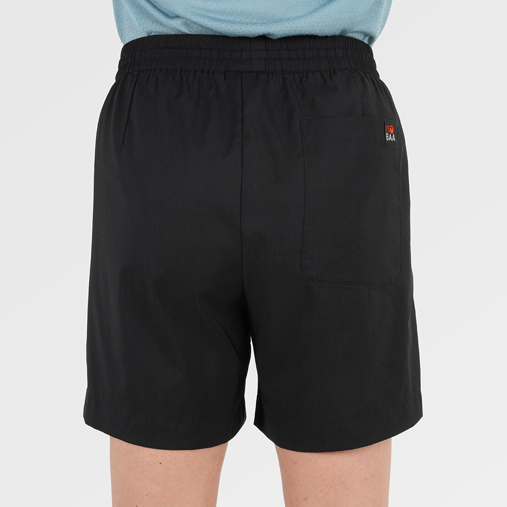 Womens Merino Active Blend Travel Shorts (Black) | Model: Chi Chi