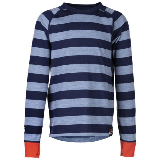 Isobaa | Junior Merino Blend 200 Long Sleeve Crew (Stripe Navy/Sky) | Your child's new favorite top: warm, breathable, and always comfortable thanks to Isobaa's Merino Wool blend.