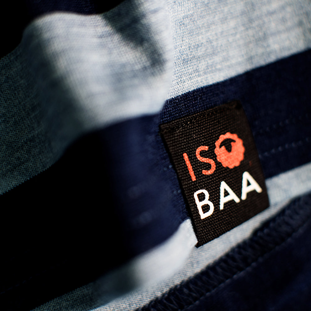 Isobaa | Kids Merino Blend 200 Long Sleeve Crew (Stripey Navy/Sky) | Your child's new favorite top: warm, breathable, and always comfortable thanks to Isobaa's Merino Wool blend.