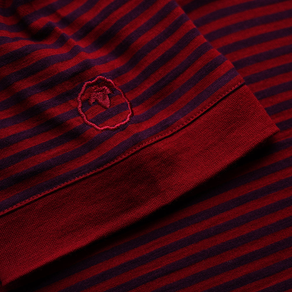 Isobaa | Mens Merino 180 Short Sleeve Polo Shirt (Stripe Red/Wine) | The ultimate Merino wool polo  – perfect for weekend hikes, bike commutes, post-adventure coffee stops, office days, and everything in-between.