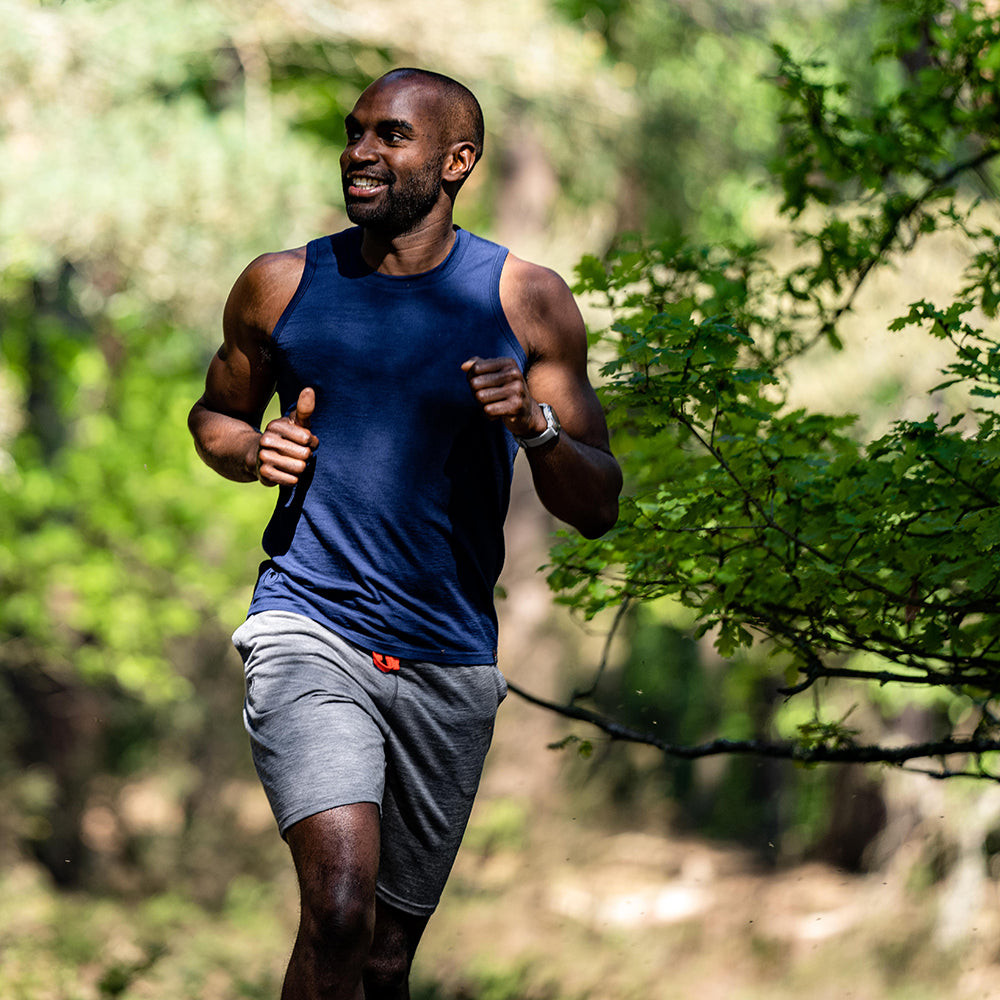 Isobaa | Mens Merino 200 Shorts (Charcoal) | Our premium 200gm Merino wool shorts are ideal for exercise, post-workout relaxation, weekend lounging, errands, or tackling your daily routines – experience unmatched softness, natural temperature regulation, and odour-resistance. | Model: Michael