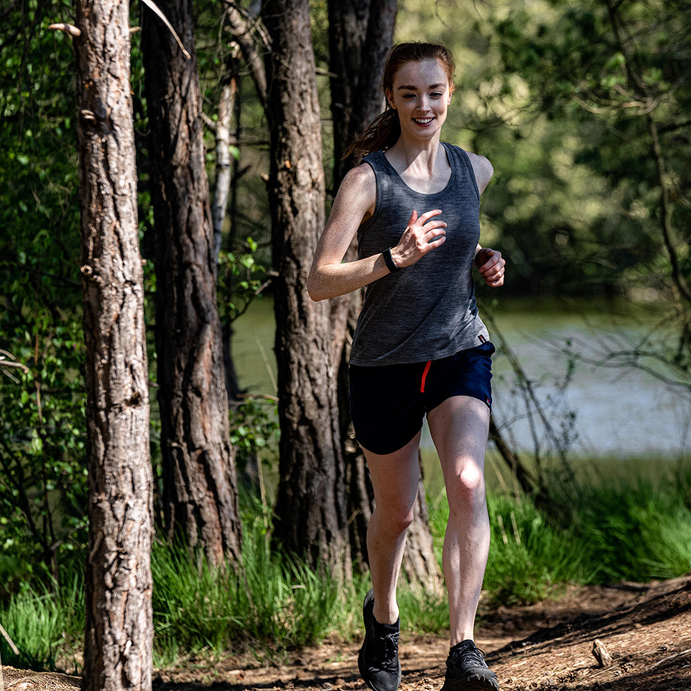 Isobaa | Womens Merino 200 Shorts (Navy) | Our premium 200gm Merino wool shorts are ideal for exercise, post-workout relaxation, weekend lounging, errands, or tackling your daily routines – experience unmatched softness, natural temperature regulation, and odour-resistance. | Model: Sophie