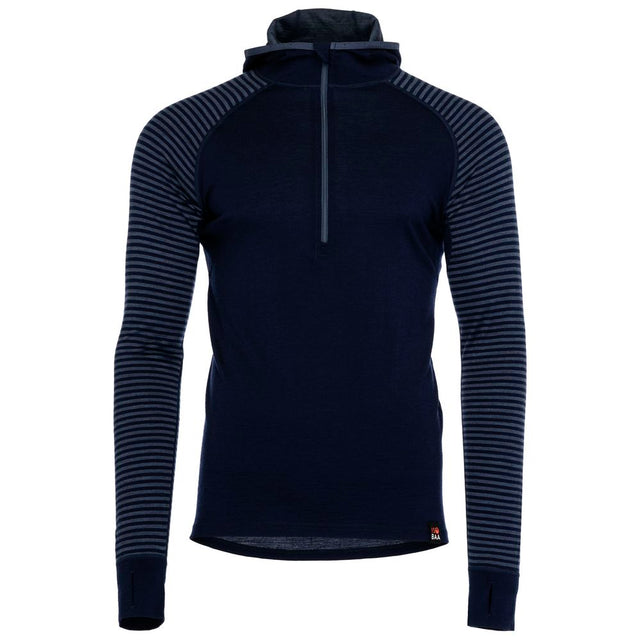 Isobaa | Mens Merino 200 Zip Neck Hoodie (Stripe Navy/Denim) | The ultimate 200gm Merino wool hoodie.