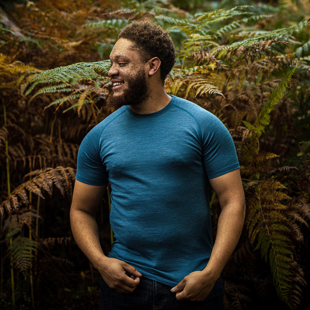 Isobaa | Mens IsoSoft 180 Short Sleeve Crew (Teal) | Performance-driven Merino short-sleeved top. | Model: Shaquille