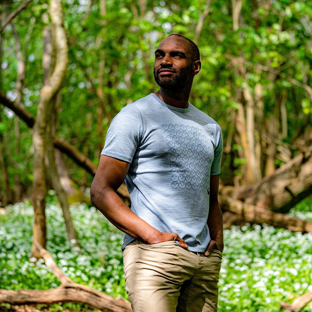 Isobaa | Mens Merino 150 Odd One Out Tee (Sky) | Gear up for everyday adventures, big and small, with Isobaa's superfine Merino Tee. | Model: Michael
