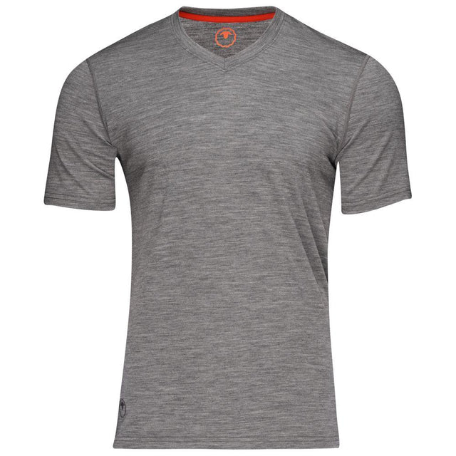 Isobaa | Mens Merino 150 V-Neck Tee (Charcoal) | Embark on new adventures with Isobaa's superfine Merino V-neck Tee.