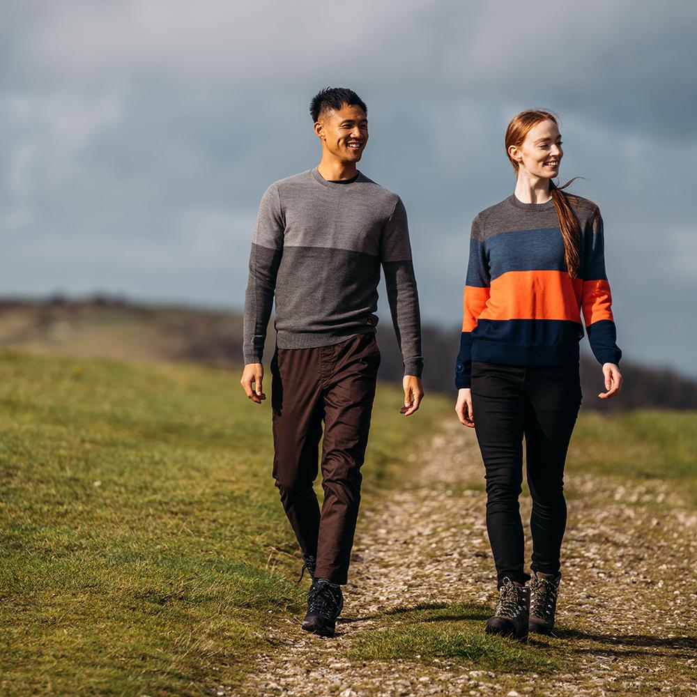 Isobaa | Mens Merino Honeycomb Sweater (Smoke/Charcoal) | The perfect blend of function and elegance in our extrafine 12-gauge Merino wool crew neck sweater. | Model: Donald