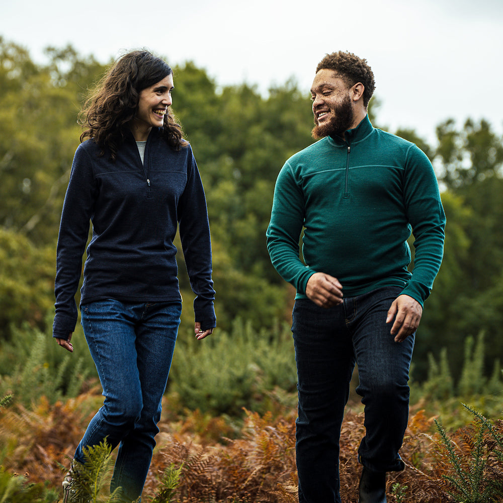 Isobaa | Womens IsoSoft 240 Zip Neck (Navy) | Gear up for the outdoors with Isobaa's ultimate Merino zip top. | Model: Clémentine