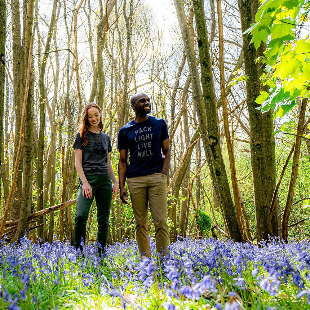 Isobaa | Womens Merino 150 Mountains Tee (Smoke) | Gear up for adventure with our superfine Merino Tee. | Model: Sophie