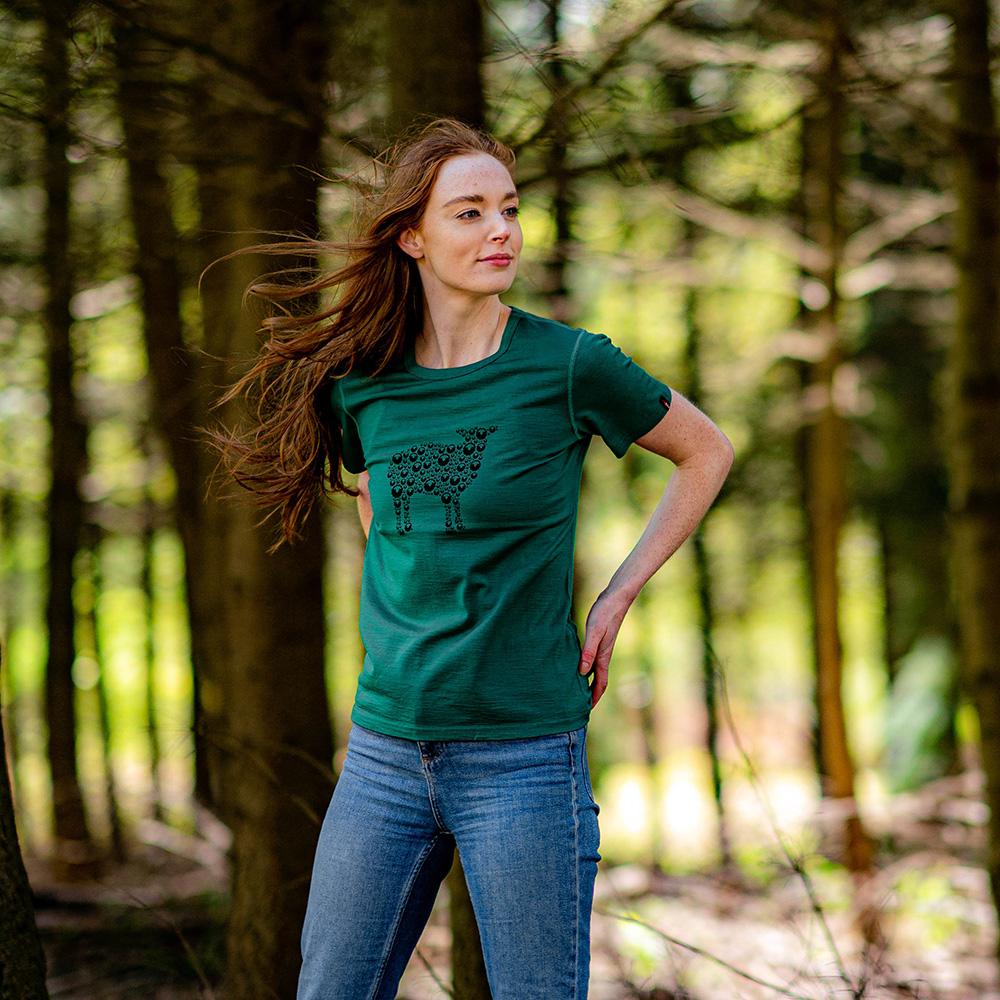 Isobaa | Womens Merino 150 Sheep Tee (Green) | Gear up for everyday adventures in Isobaa's superfine Merino Tee. | Model: Sophie