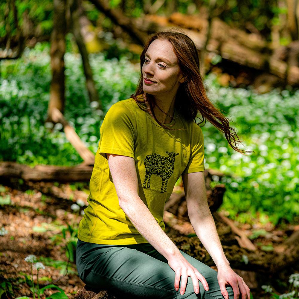 Isobaa | Womens Merino 150 Sheep Tee (Lime) | Gear up for everyday adventures in Isobaa's superfine Merino Tee. | Model: Sophie