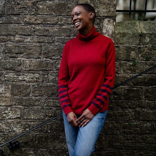 Merino Roll Neck Sweater (Red/Wine)