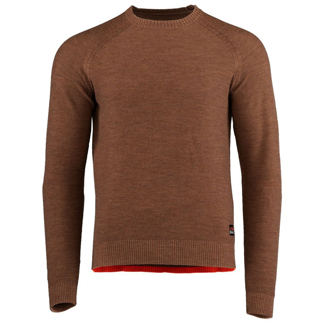 Isobaa | Mens Merino Moss Stitch Sweater (Bran/Orange) | Discover timeless style and outdoor-ready comfort with our extrafine Merino wool crew neck sweater.